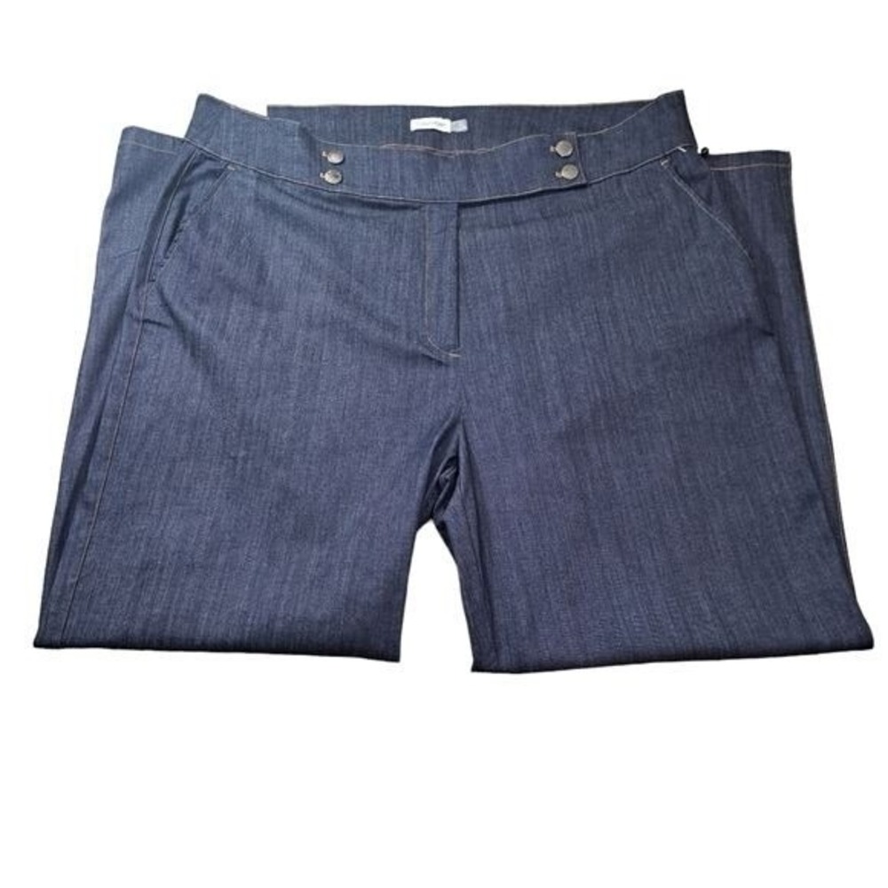 Calvin Klein Women's Whitney Wide‎ Leg Front Button Dress Pants Style Denim 22W